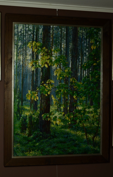 Poranek w lesie, tech. olej na płótnie, wym. w świetle ramy 70x100, rok 2014, obraz znajduje się w kolekcji prywatnej