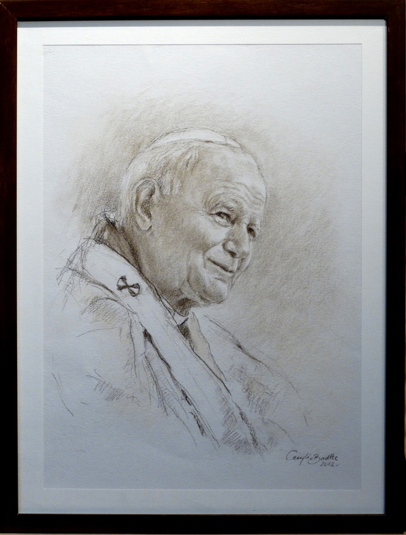 portret,  św. Jan Paweł, tech. rysunek pastela - sepia, wym. (2).JPG