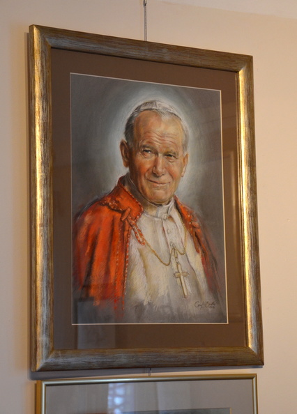 4P/  obraz portret św. Jan Paweł II,  tech. sucha pastela, rok 2014, obraz znajduje sie w kolekcji prywatnej w woj. pomorskim