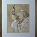 Św. Jan Paweł II , tech. rysunek pastelą-sepia, wym. w oprawie 43x35,rok 2012.JPG