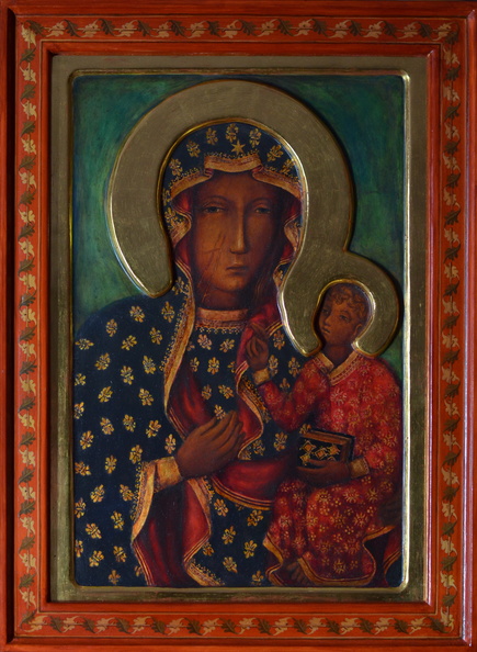 IV/ czwarta kopia obrazu ikony Matki Boskiej Częstochowskiej, wym. 50x36, rok 2017, obraz znajduje się w kolekcji prywatnej w woj. mazowieckim