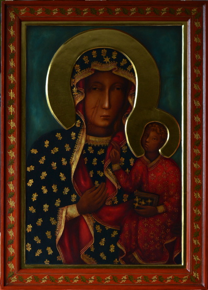 X/ kopia Ikony Matki Boskiej Częstochowskiej, wym. 85 x 61 cm, rok 2018, znajduje się w kolekcji prywatnej w województwie opolskim 