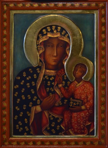 XIV/ kopia Ikona Matka Boska Częstochowska, rok 2020, wym.61 x 44 cm, znajduje się w kolekcji prywatnej w województwie podkarpackim