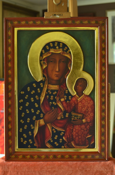 XVI/ kopia Ikona Matka Boska Częstochowska, rok 2020, wym. 61 x 44 cm, znajduje się w kolekcji prywatnej w województwie dolnośląskim
